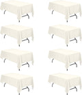 Ivory Tablecloths for 6 ft Rectangle Tables 60 x 102 in - 8 Pack