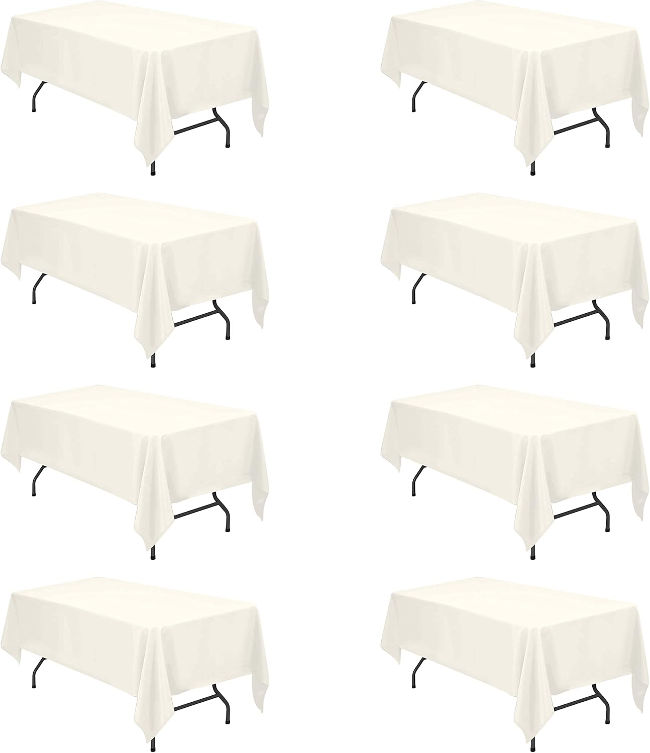 Premium Ivory Tablecloths for 6 Foot Rectangle Tables - 8 Pack