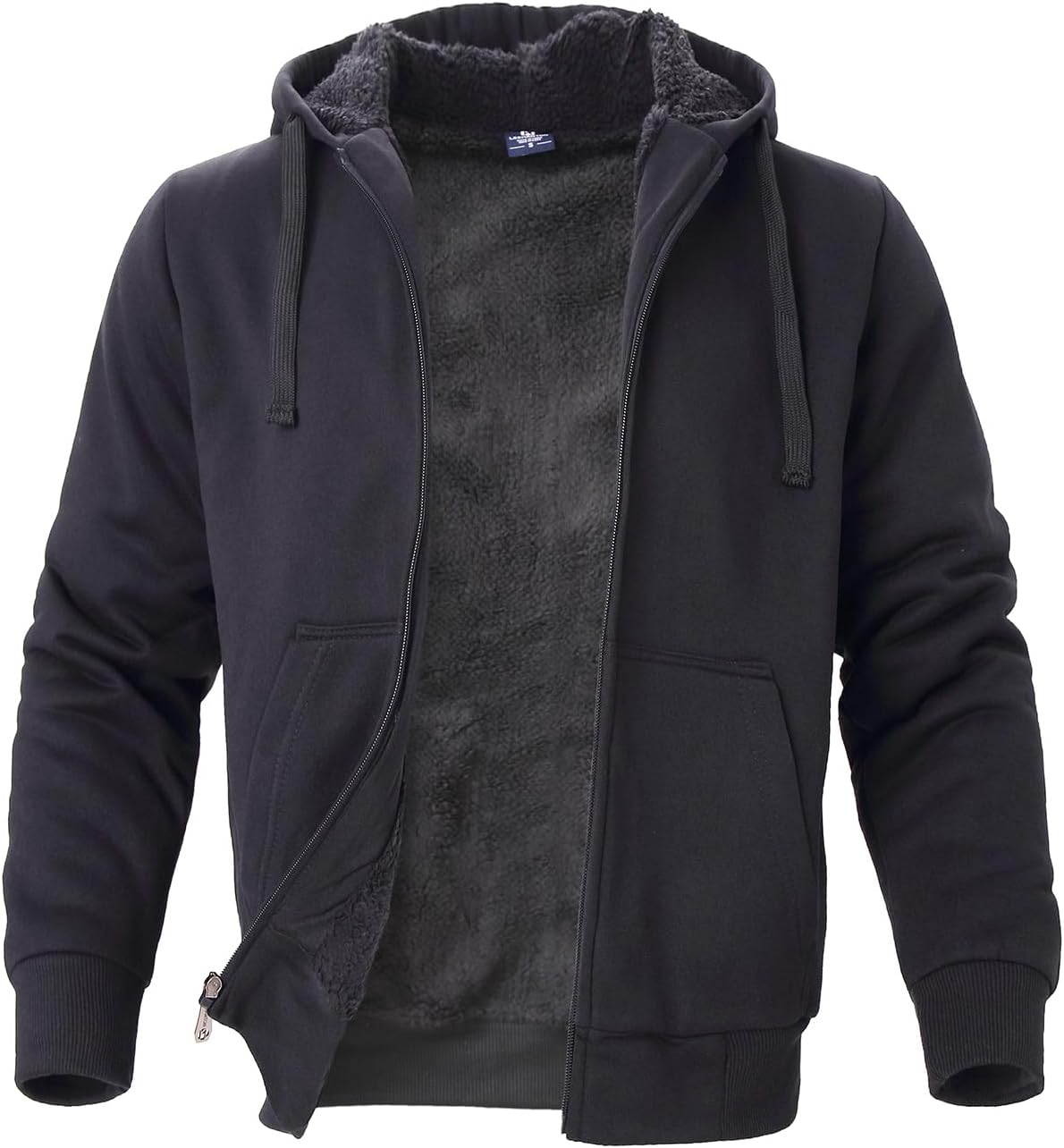 Facitisu Flannel Hoodies for Men Sherpa Lined Heavy Fleece