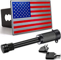 Heavy Metal American Flag Hitch Cover in Red - Includes 5/8 in Lock