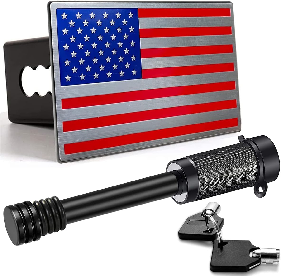 Heavy American Flag Metal Trailer Hitch Cover for 2 inch Receivers