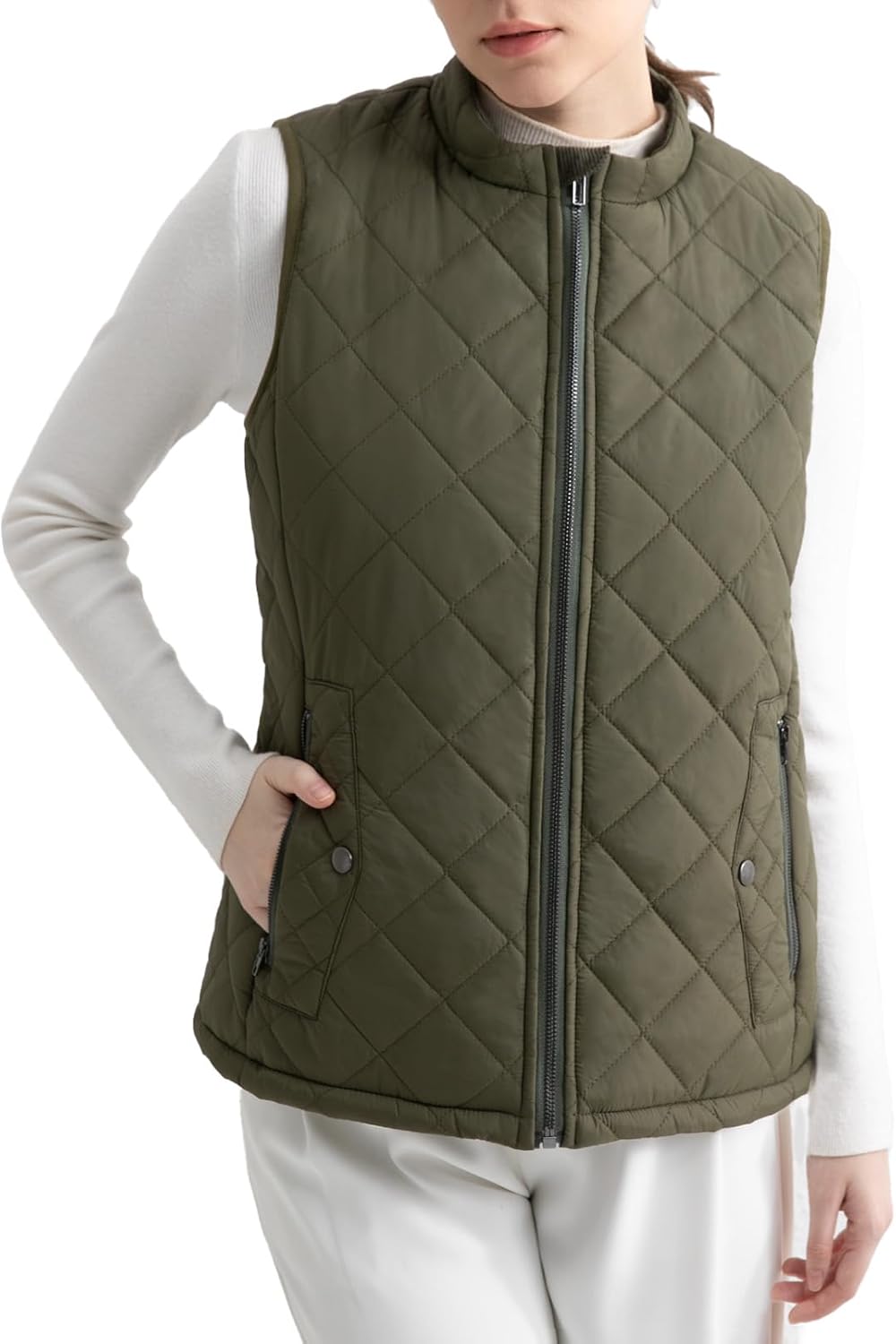 Women's Quilted Puffer Vest with Water-Resistant Fabric