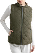 Women's Quilted Puffer Vest Water-Resistant Zip With Pockets wrapped