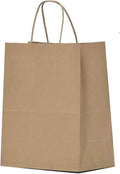 Kraft Paper Bags with Handles 600 Pack 8x4.5x10 - Bulk Gift & Retail