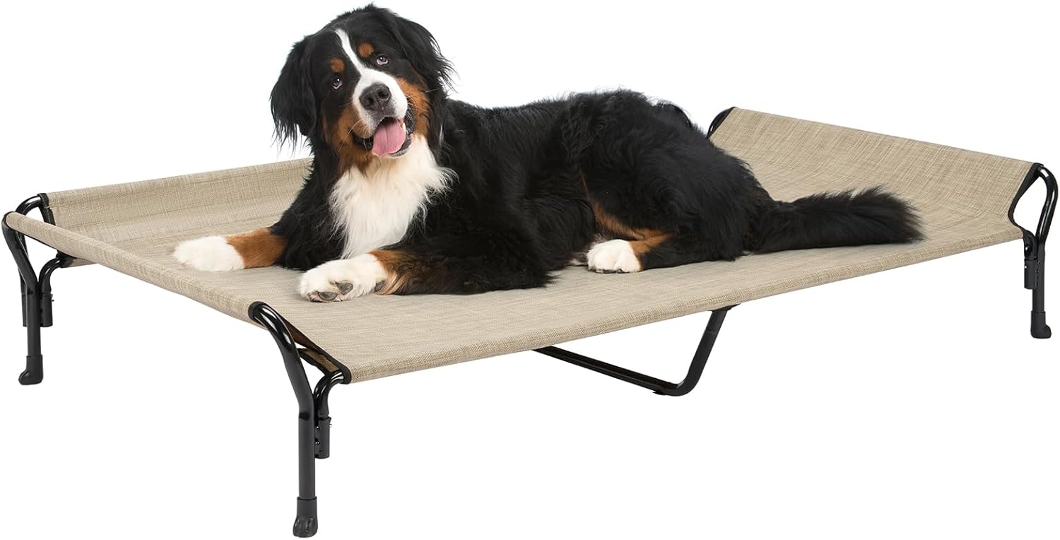 Veehoo Cooling Elevated Dog Bed for XXL Pets with Guardrails