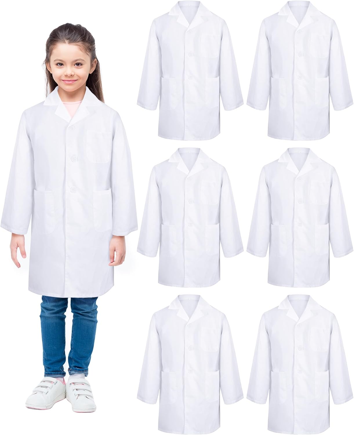 Kids Doctor Coat Costume Set - 6 Pcs Lab Coats for Children