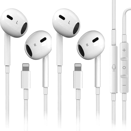 2-Pack iPhone Wired Earbuds: Noise Reduction & Mic