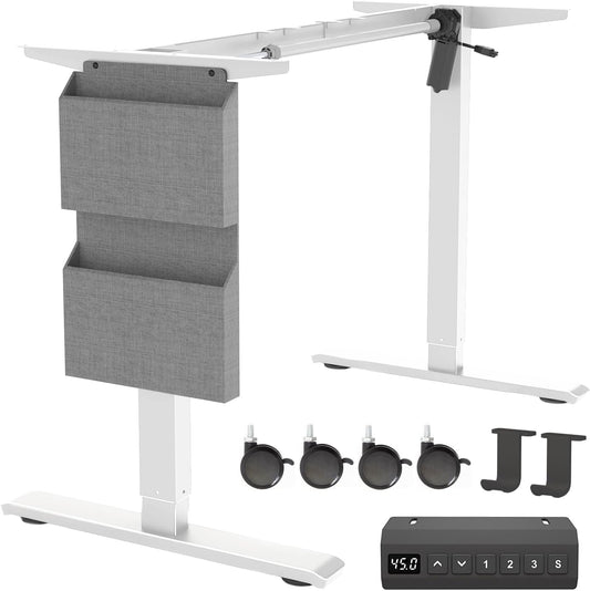 Electric Adjustable Standing Desk Frame with Storage Bag & Wheels
