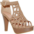 Open Toe Ankle Strap Sandal for Women - Stacked Heel Cutout Bootie