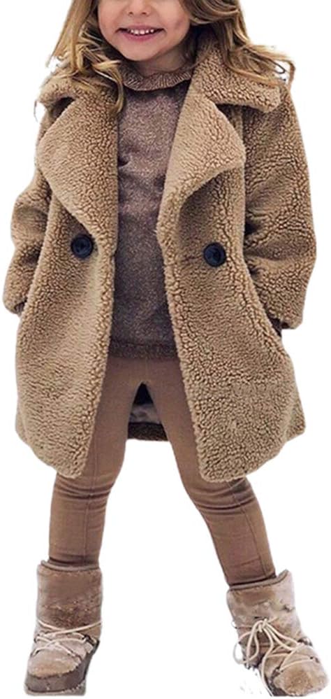 rrhss Baby Girls Faux Fur Teddy Long Coat for Winter