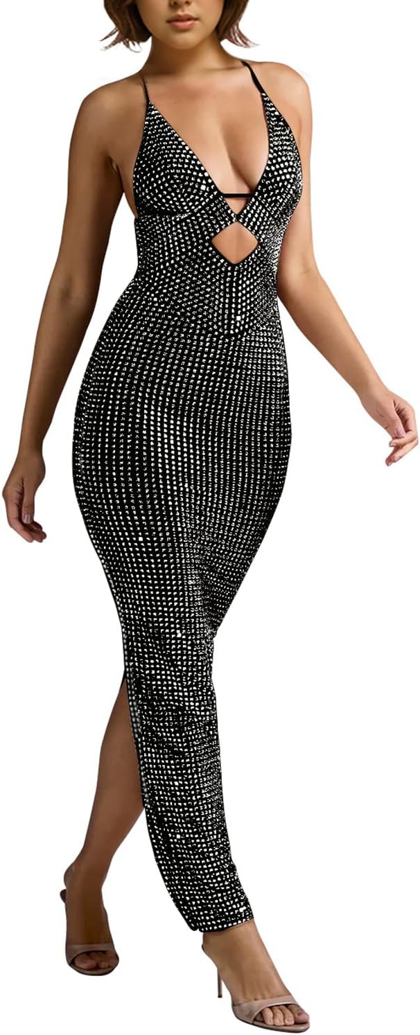 Women Sleeveless Off Shoulder Split Evening Cocktail Dress