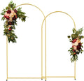 Gold Metal Wedding Arch Backdrop Stands Set of 2 - Sturdy Elegant