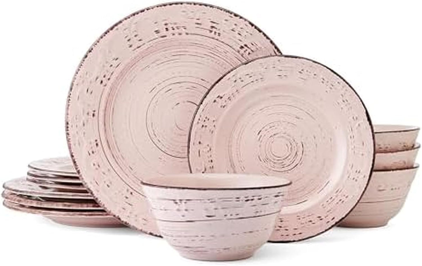 Pfaltzgraff Trellis Pink 12 Piece Dinnerware Set for 4