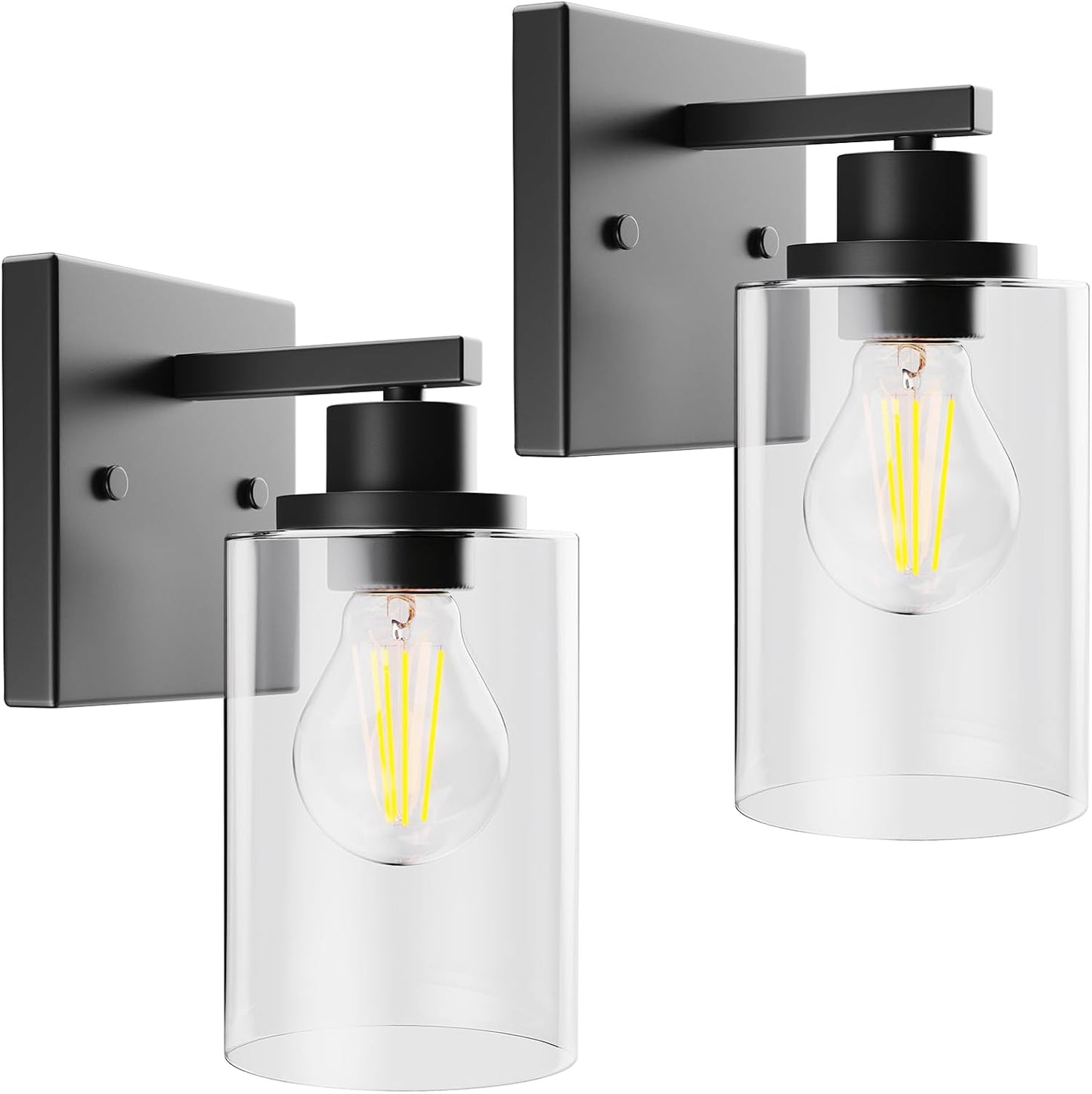 Wall Sconces Set of 2 Matte Black Vanity Lights for Home
