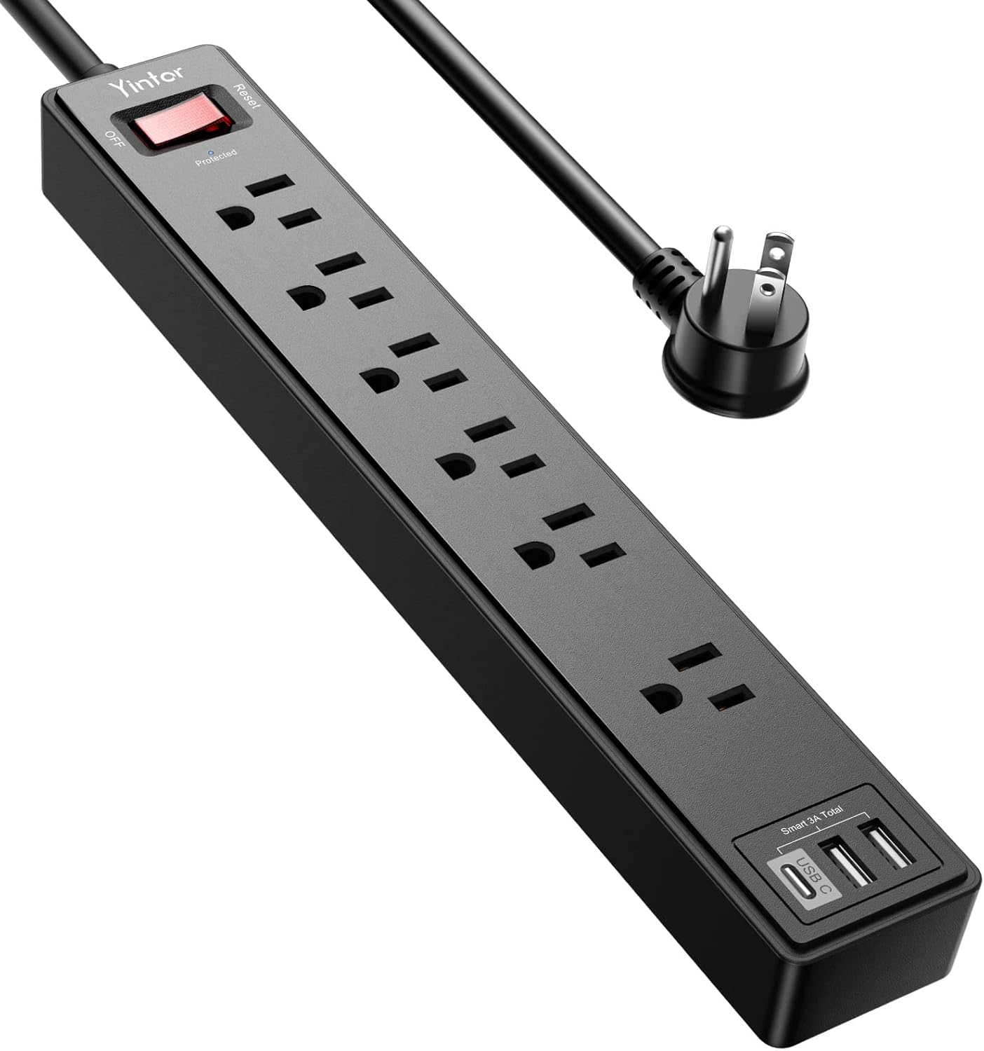 Yintar 6Ft Surge Protector Power Strip - Ultimate Protection & Convenience for Home and Office