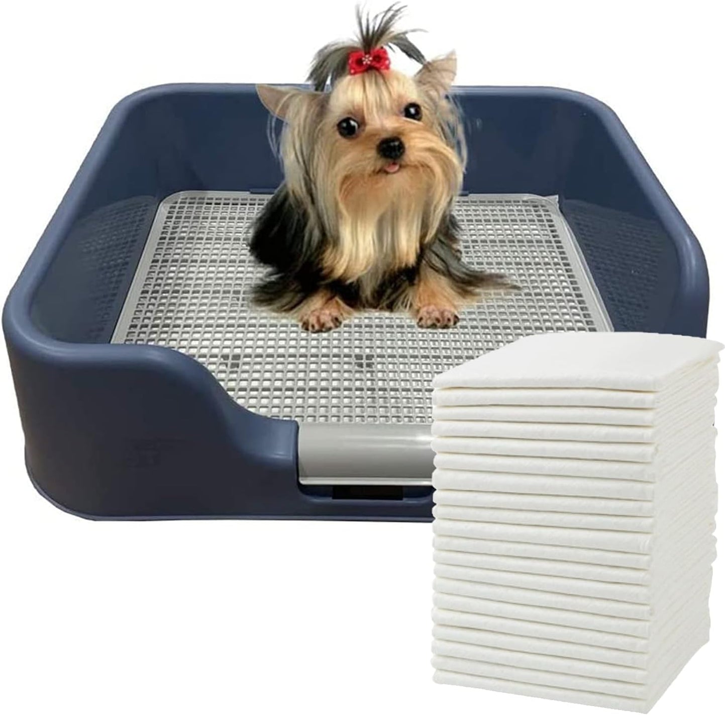 Indoor Dog Potty Tray with Protection Wall for No Mess