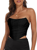 Women's Vintage Strapless Open Back Boned Mesh Bustier (Style 8XKQ)