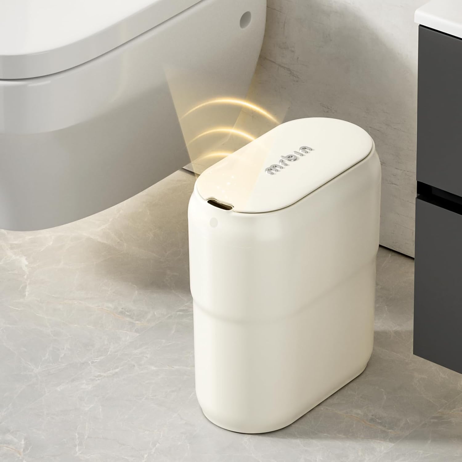 Slim Motion Sensor Trash Can for Bathroom - Touchless Waste Bin