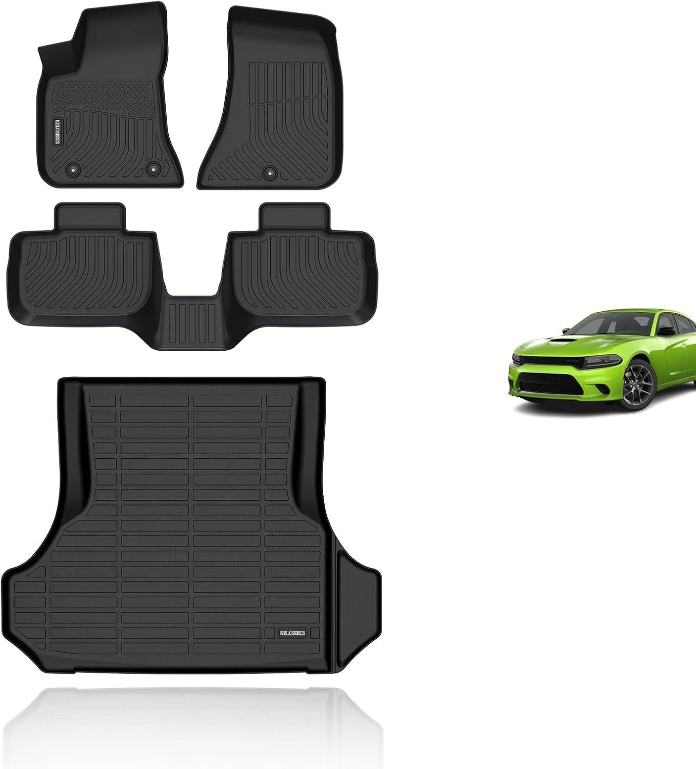 KELCSEECS Floor Mats & Cargo Liner for Dodge Charger & Chrysler 300