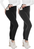 Fleece Lined Leggings for Women 2 Pack - Warm High Waisted Tights