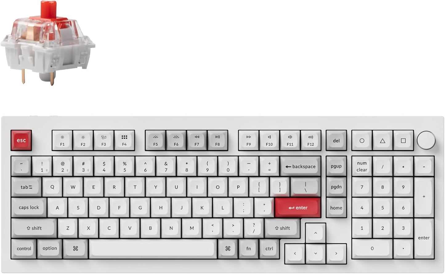 Keychron Q5 Pro Wireless Mechanical Keyboard - Customizable Knob, Red Switch, Aluminum Design