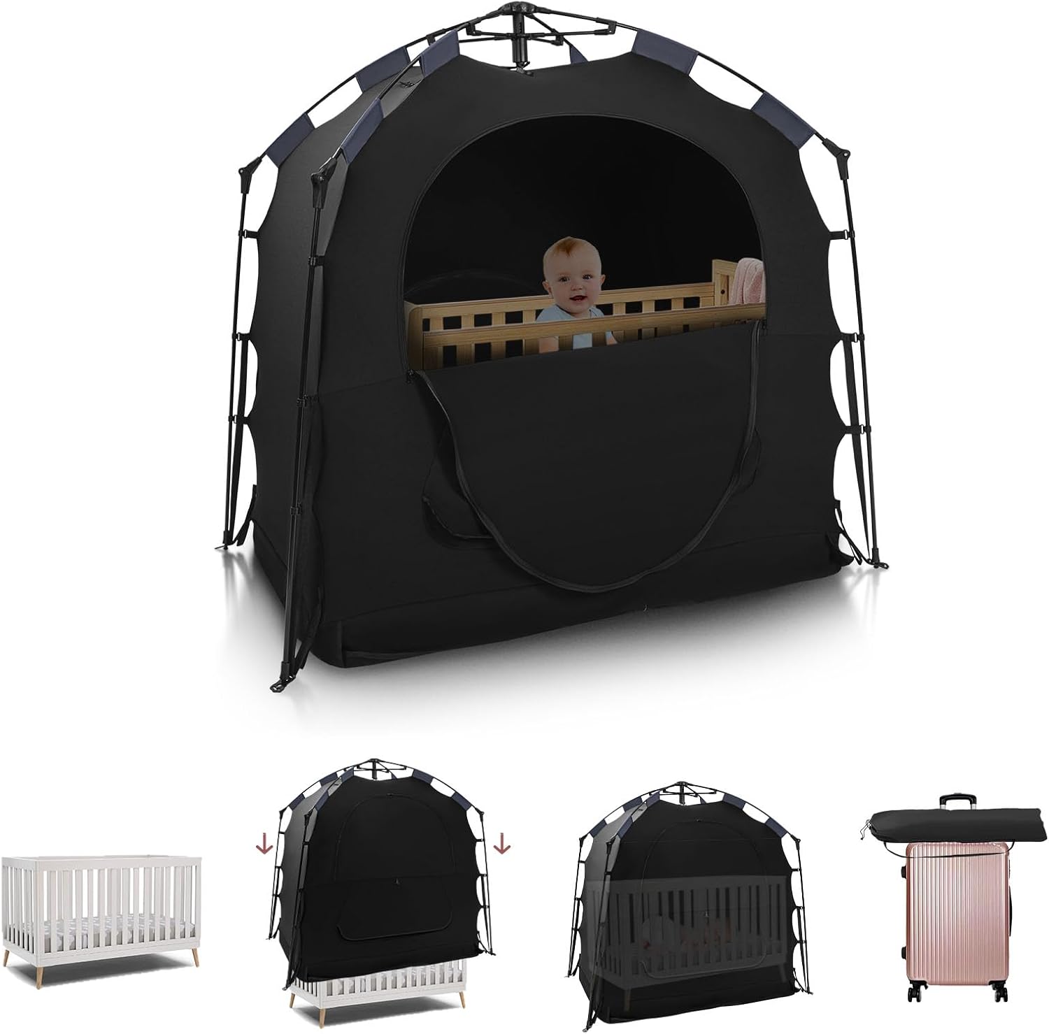 Blackout Sleep Pod for Pack N Play - Easy Assembly, 95% Light Block, Cavry