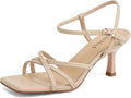 Womens Square Open Toe Kitten Heels Strappy Ankle Sandals