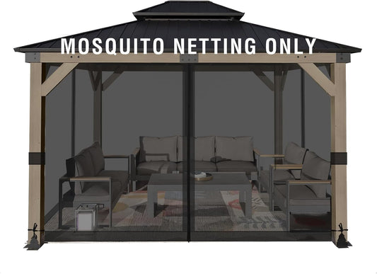 Aoodor 10x13 ft Gazebo Mosquito Netting for Outdoor Spaces