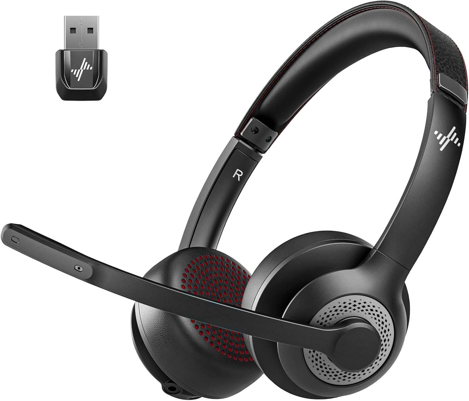 AI Noise Cancelling Wireless Headset - V5.2 Bluetooth with USB Dongle