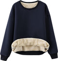 Women's Sherpa Lined Crewneck Pullover Sweatshirt - Cozy Fleece