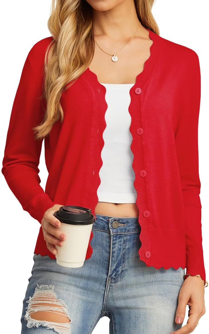 GRECERELLE Women's Long Sleeve V-Neck Cardigan for All Occasions