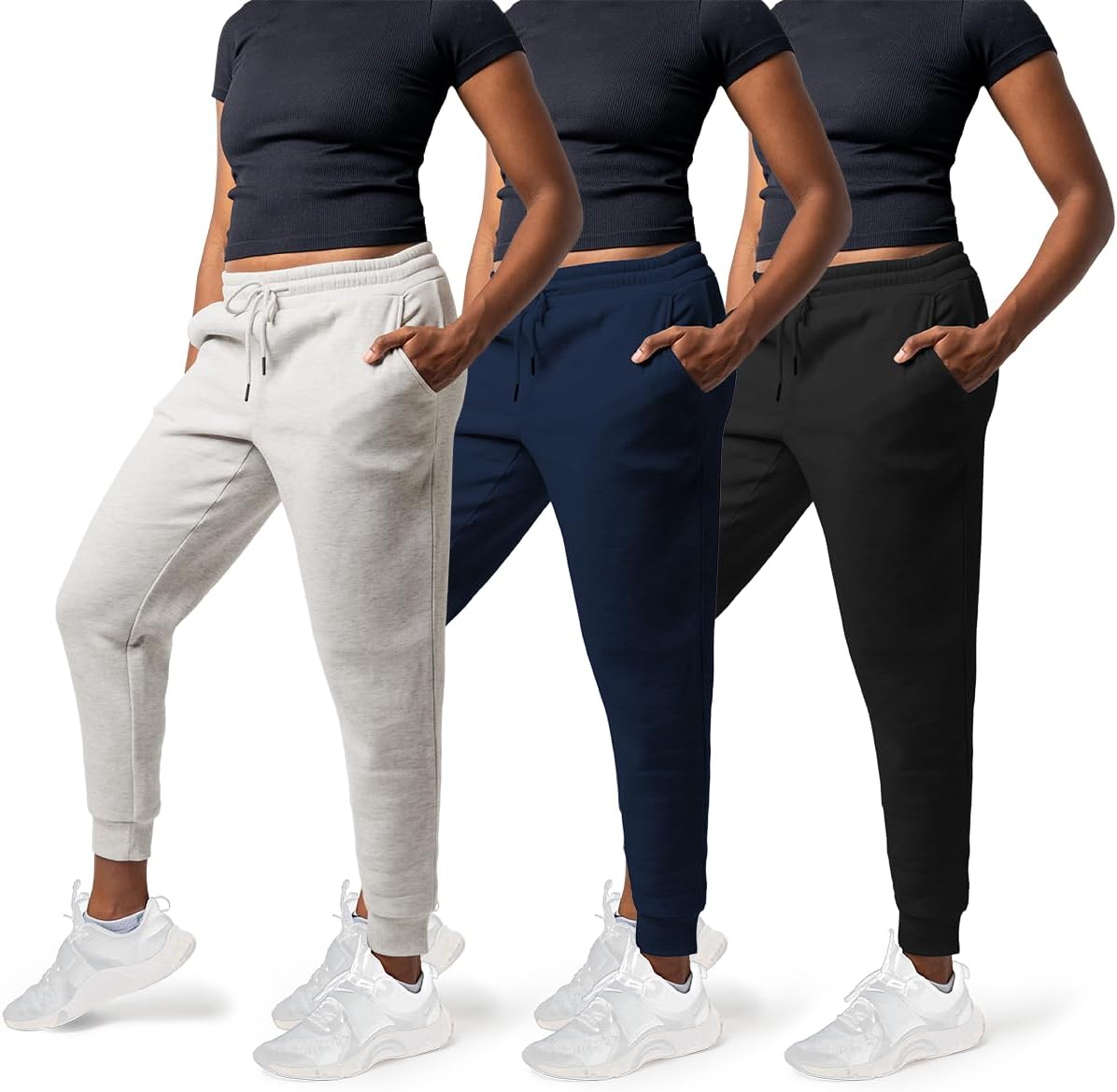 3 Pack Sweatpants Women - Cozy Fleece Joggers with Pockets