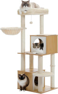 PAWZ Road Large Cat Tree 51 in Wooden Tower - Stable Playhouse for Big