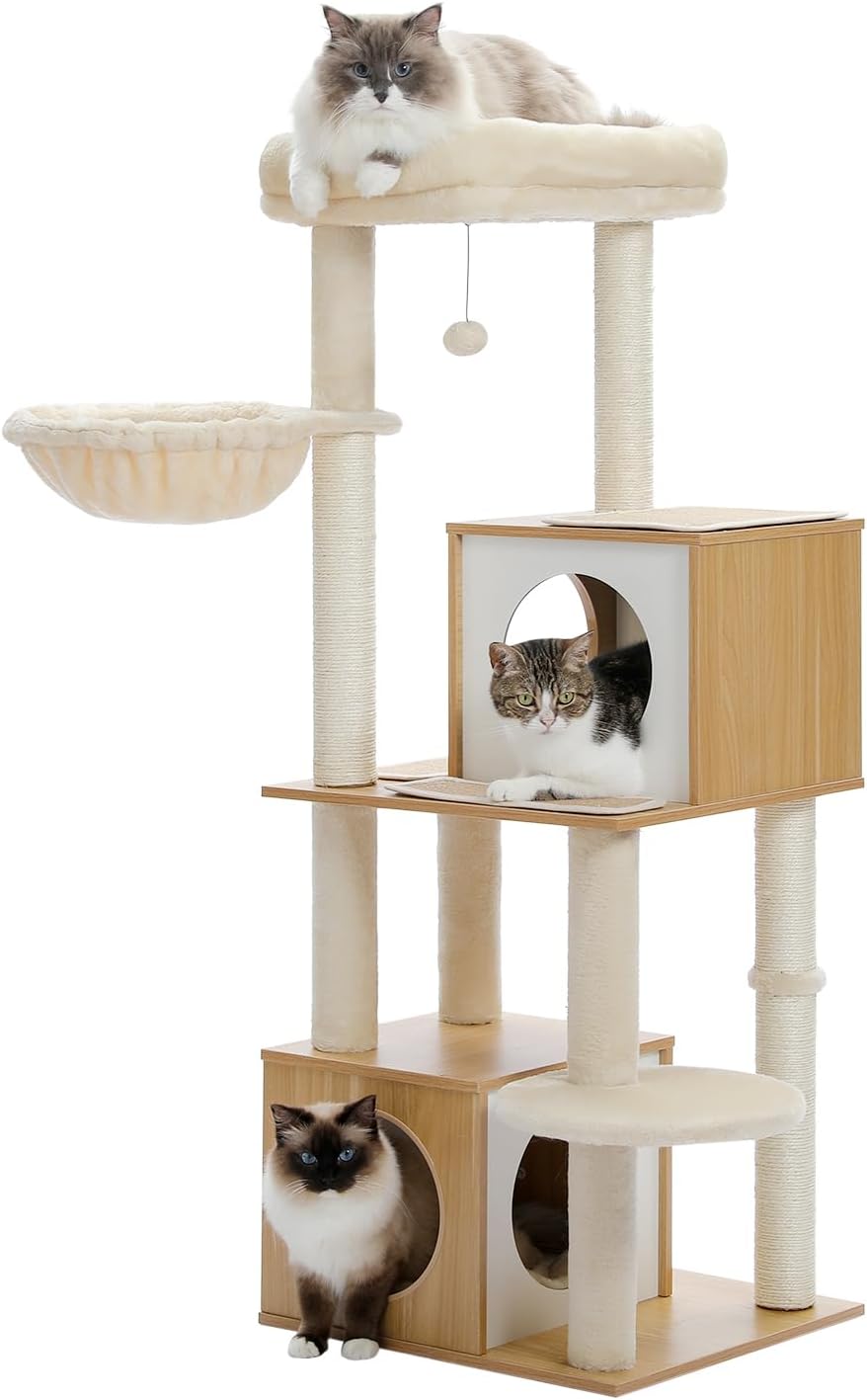 PAWZ Road Large Cat Tree: 51 in Wooden Cat Tower for Cats