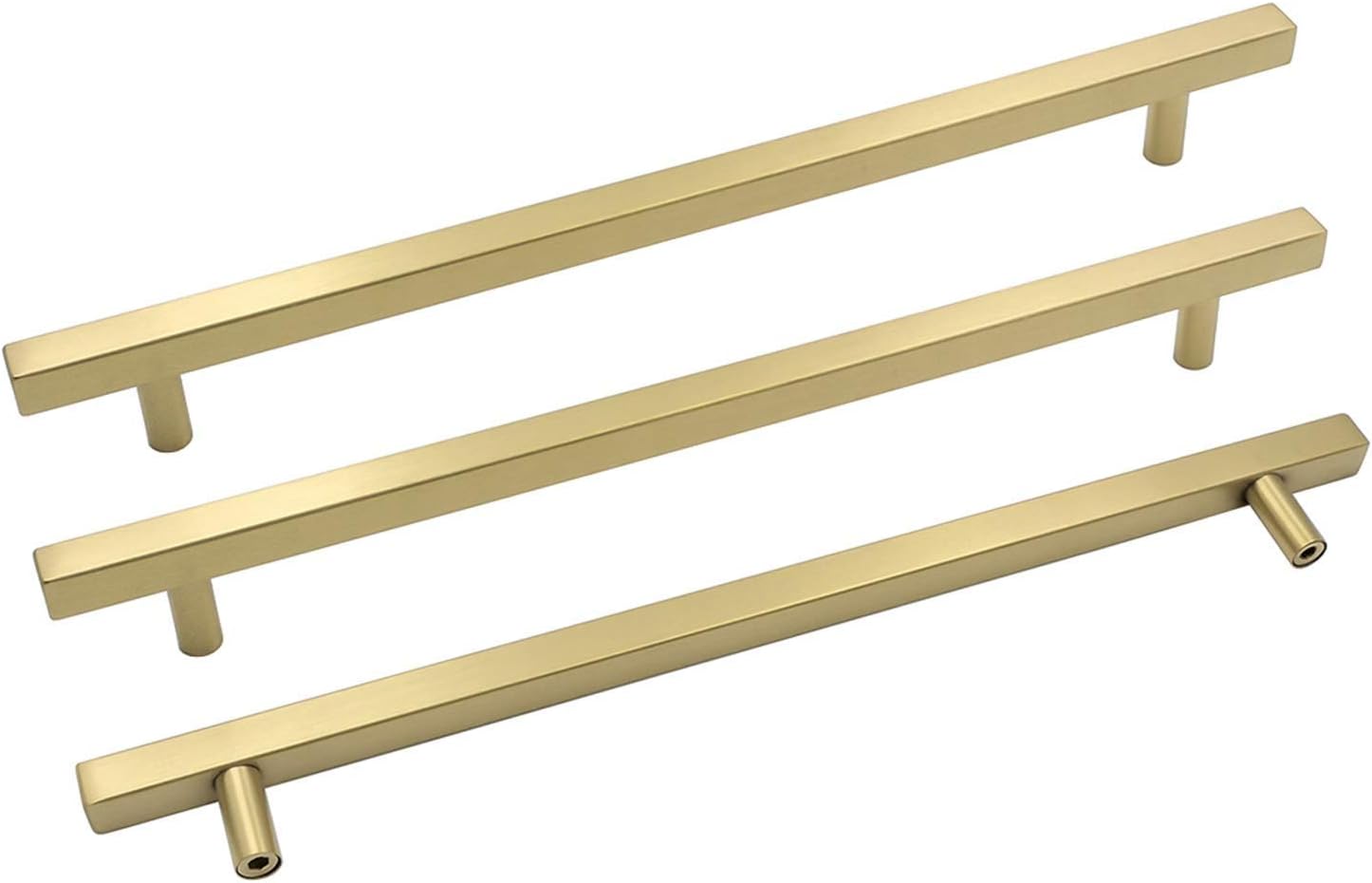 Brushed Gold Cabinet Pulls - 200 Pack T Bar Square Handles