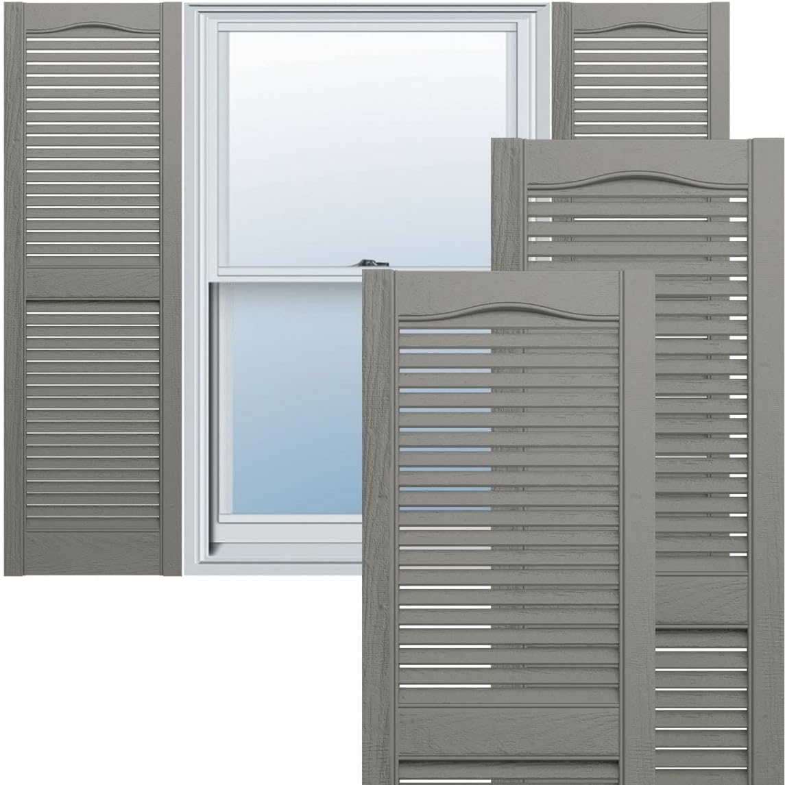 Ekena Millwork Vinyl Shutters 12W x 55H Standard Cathedral Top
