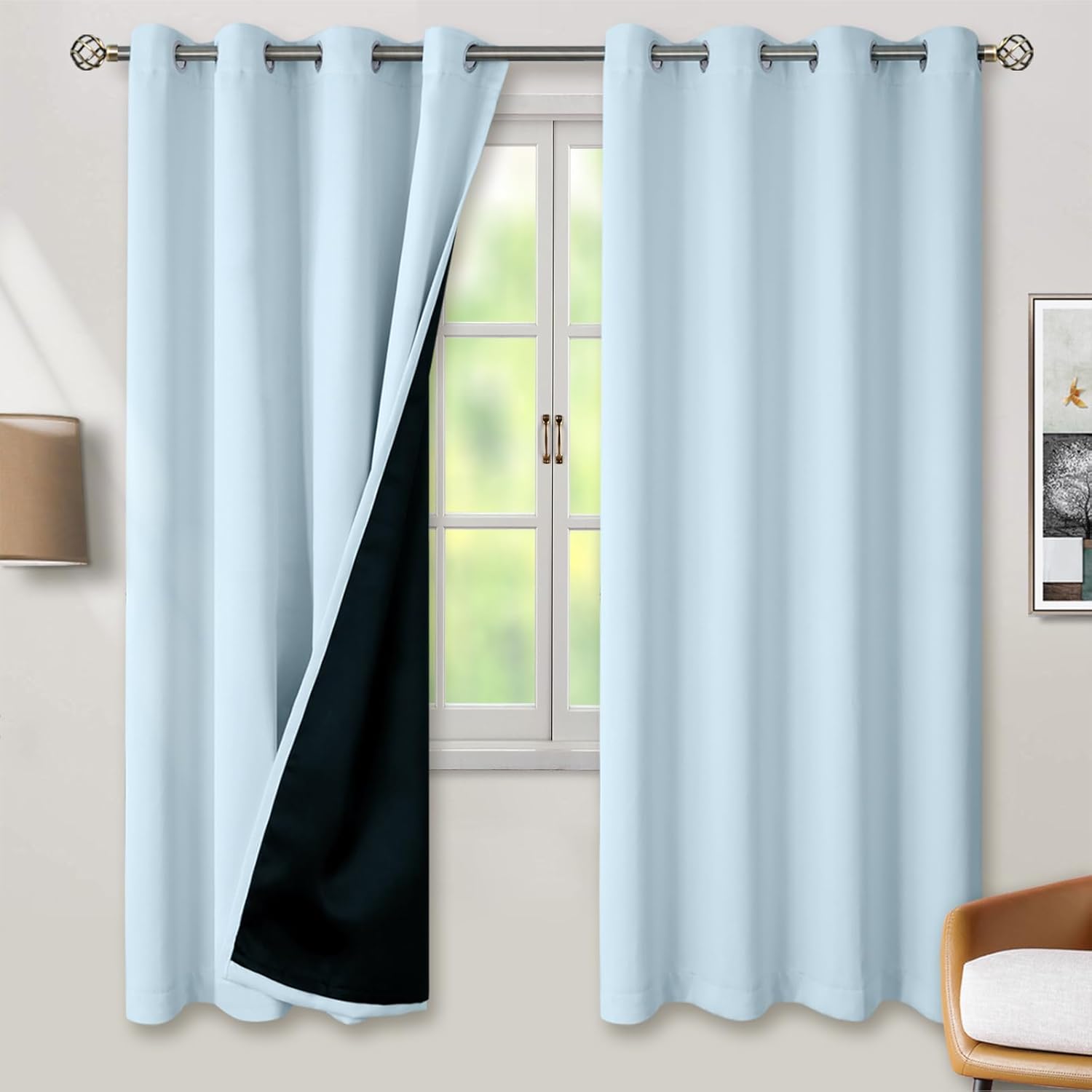 BGment Baby Blue Blackout Curtains for Nursery 72 Inch Length