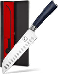Santoku Knife 7 in Ultra Sharp Japanese Style - Ergonomic Blue Handle