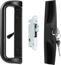 Patio Door Handle and Lock Set with Key - Stylish Black Sliding Door
