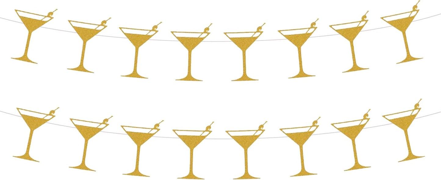 Golden Martini Cup Banner - Chic Party Decoration