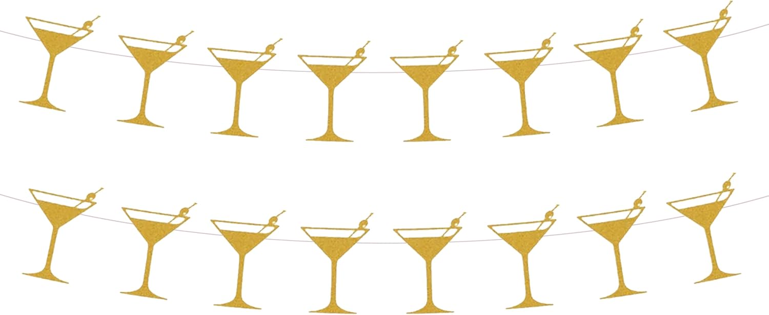 Golden Martini Cup Banner - Chic Party Decoration