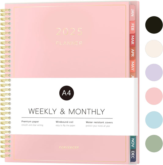 Forvencer 2025 Planner: Spiral Daily Organizer, A4 Pink