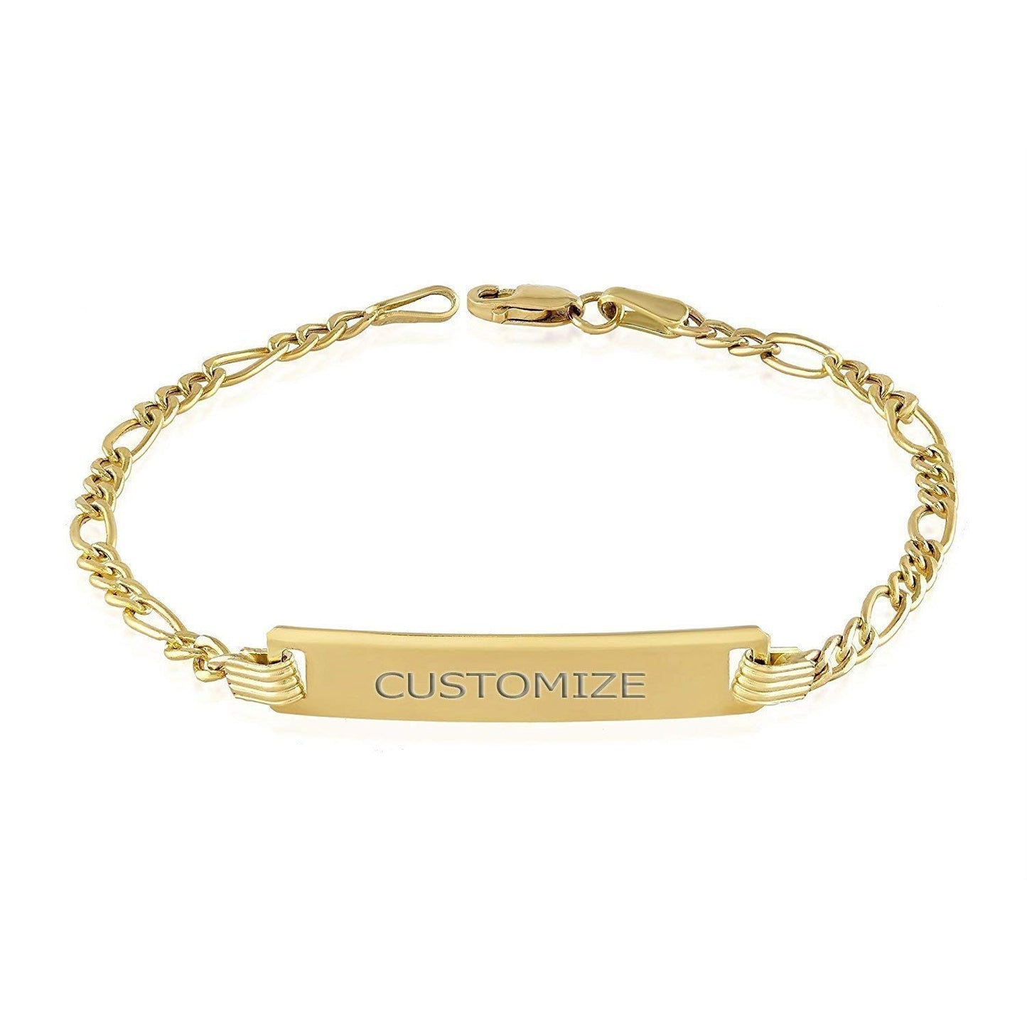 14K Real Yellow Gold Baby ID Bar Bracelet for Personalized Gifts