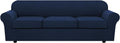 4 Piece Stretch Sofa Covers for 3 Cushion Couch - XL Navy Jacquard