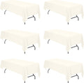 BRILLMAX 6 Pack Ivory Tablecloths for 6 ft Rectangle Tables - Reusable