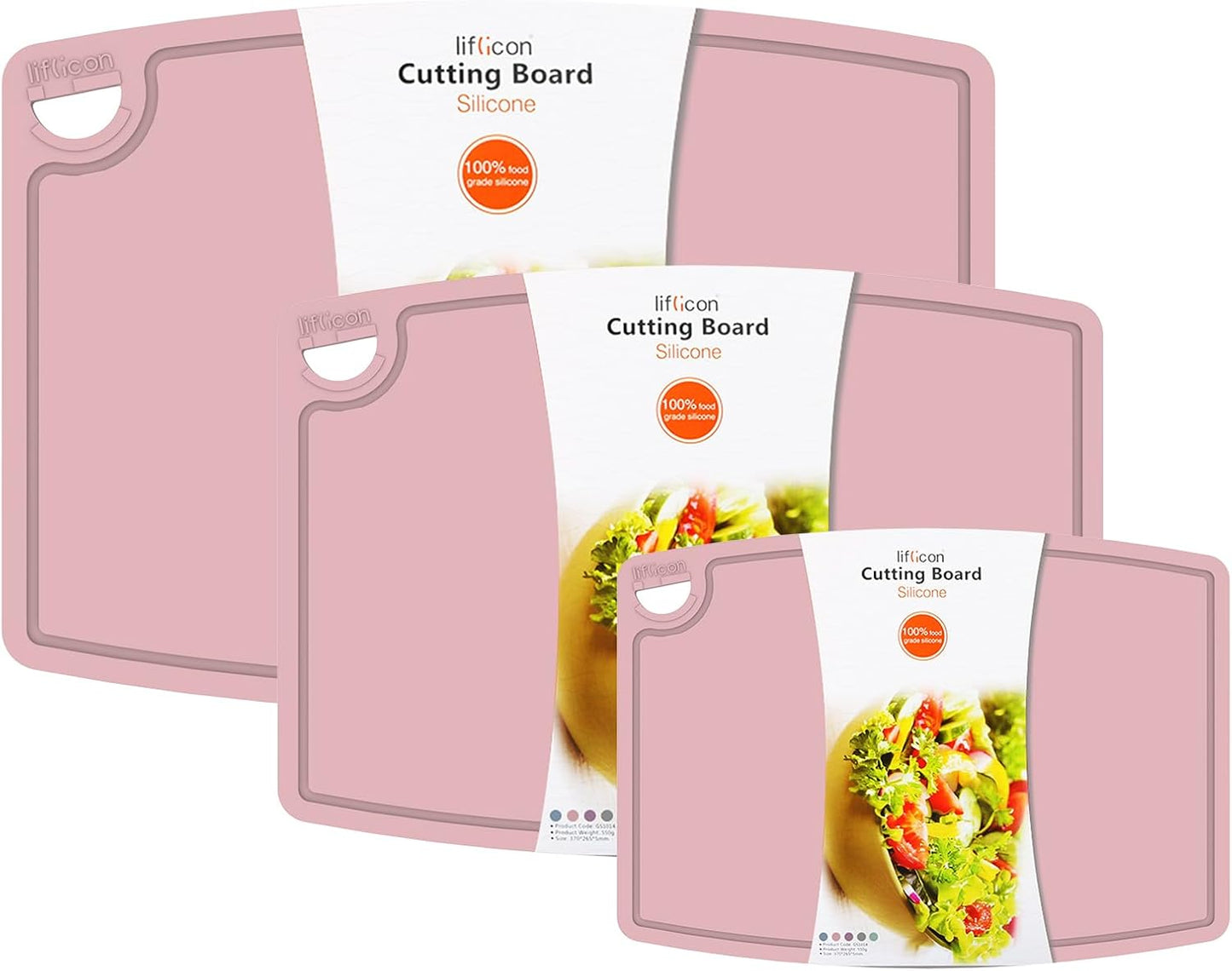 Silicone Thick Cutting Boards Set of 3 Flexible Design for Kitchen