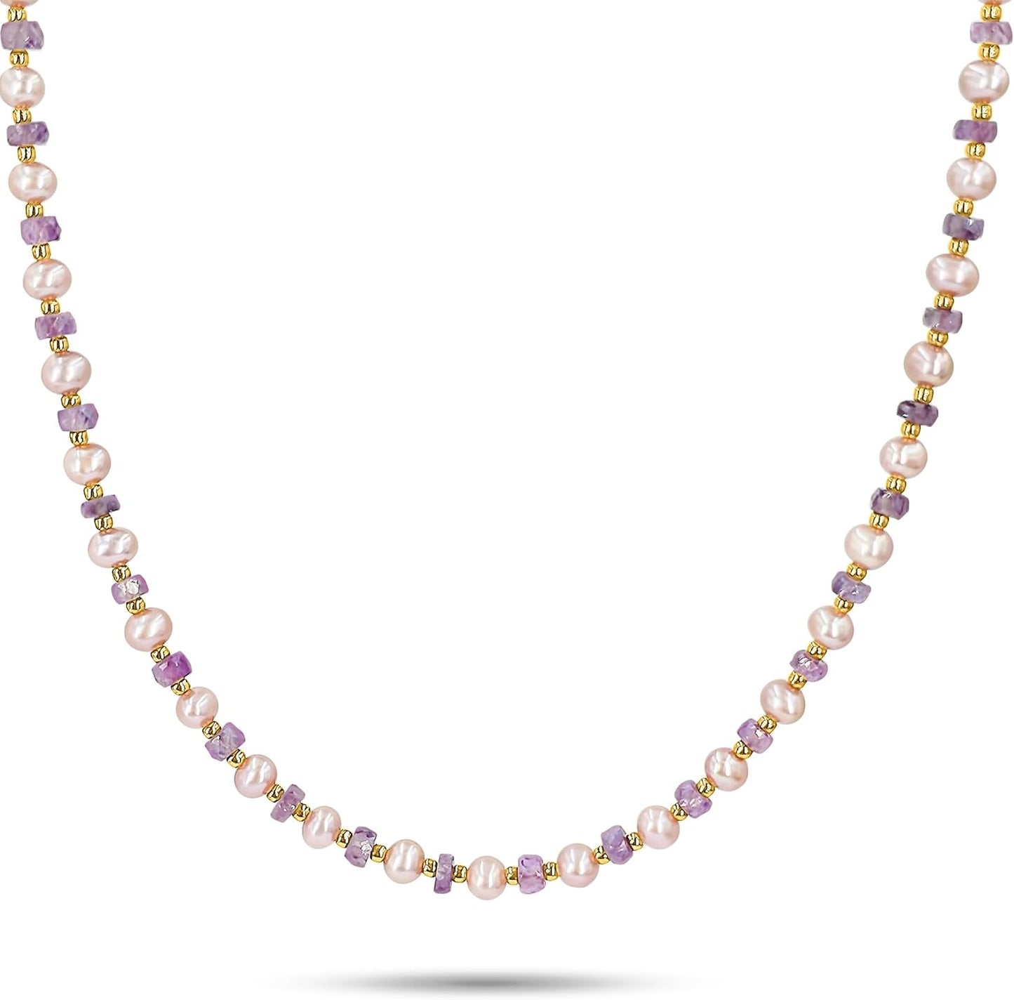 Real Pearls and Stone Strand Choker Necklace for Unique Gifts