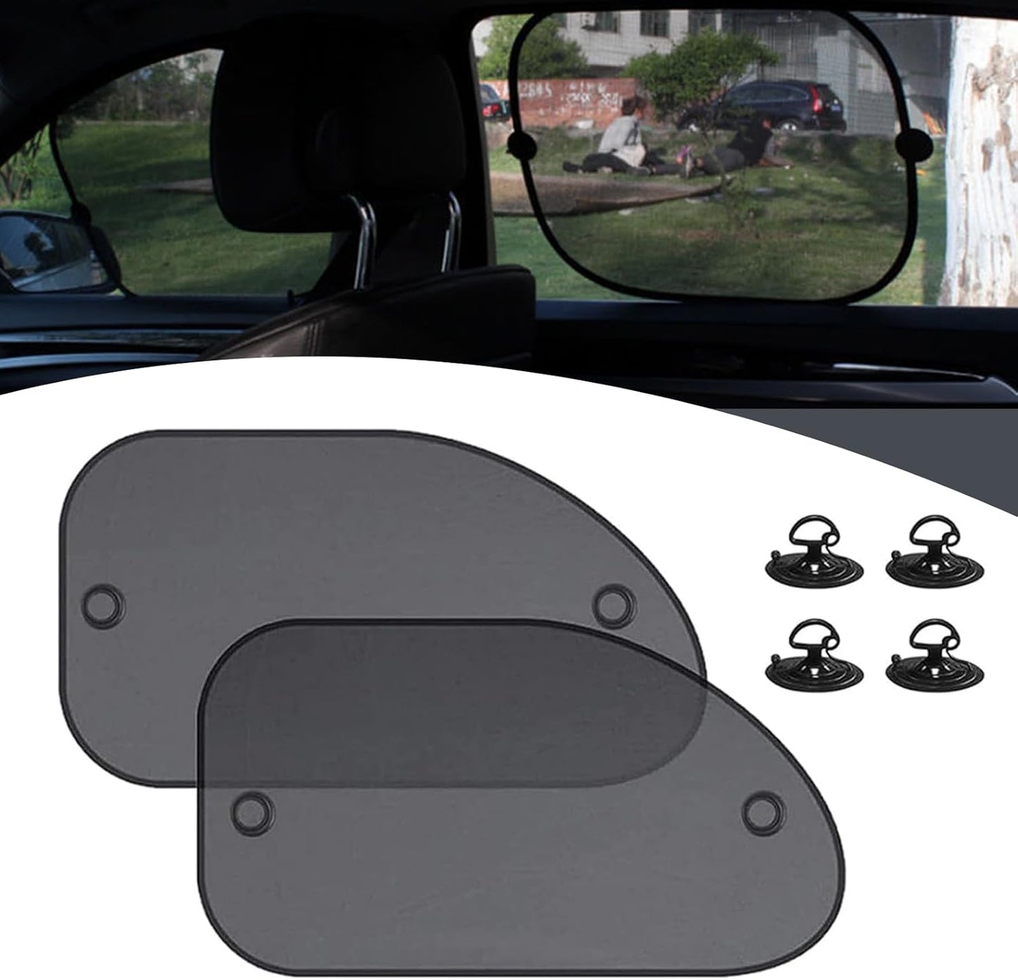 Universal Black Sunshade Set - Curved Heat Insulation, Easy Install