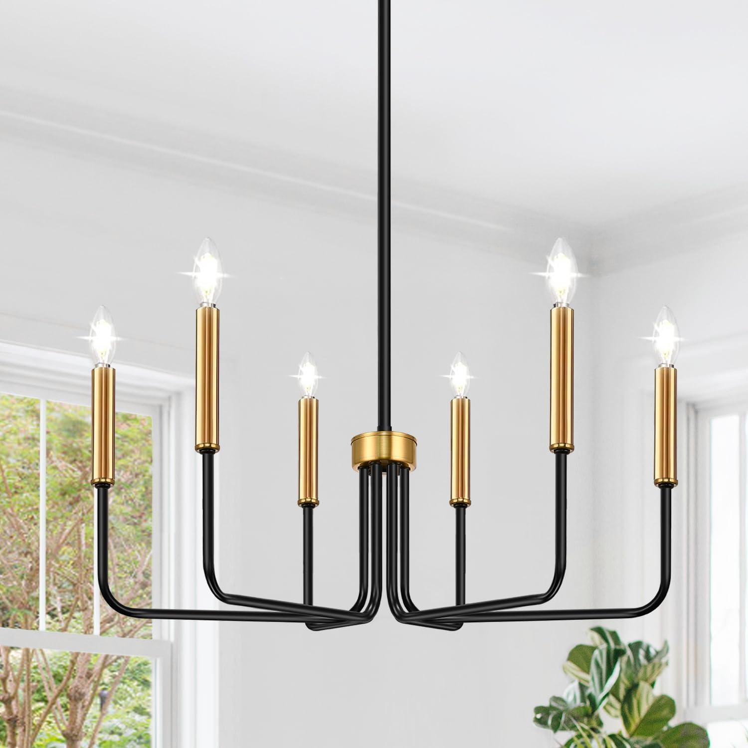 Black and Gold Chandelier for Dining Room and Living Spaces