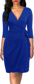 Berydress Women's Classic 3/4 Sleeve V Neck Sheath Dress - Flattering